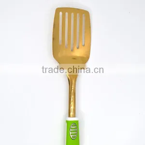 Nice Appearance China Manufacturer Gold Plating Stainless Steel Frying Slotted Turner thumbnail-3