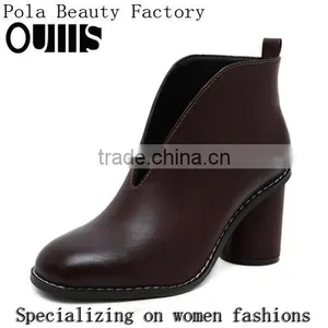 2016 Black Thick Heel Ankle Boots Wood Heel Ankle Boots PJ4392 thumbnail-1