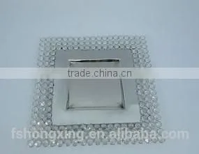2015 Fashion and Elegant Wholesale Silver Areca Square Handmade Crystal Charger Plates for Wedding Decoration thumbnail-1