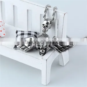 Good Quality Stainless Steel Skull Wing Cremation Pendant thumbnail-1