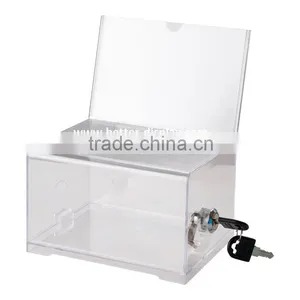 Standing Floor Lucite Charity Fundraising Collecting Box With Brochure Holder thumbnail-3