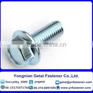 Hexagon Head Flange Bolts , DIN933/931 H.D.G / Galvanized With Black /yellow Zinc Plated/blue White thumbnail-1