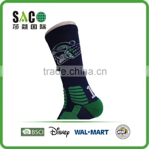 Dark Blue and Green Color Jacquard Cotton Sports Socks thumbnail-3