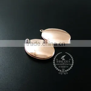 32*22MM Rose Gold Plated Brass Oval Photo Locket Vintage Style Fold Photo Locket Pendant Charm 1120013 thumbnail-1