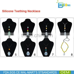 OEM Service BPA Free Food Grade Silicone Teething Toys Baby Teething Necklace Wholesale thumbnail-5