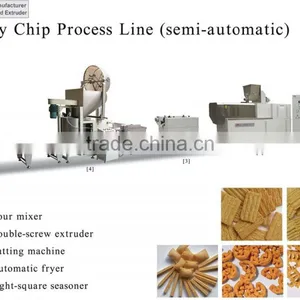 Jinan Twin Screw Extruded Fried Wheat Flour Snack Chips Process Line thumbnail-2