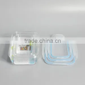 3 Pieces Plastic Lunch Box Rectangular Food Container With Lid thumbnail-3