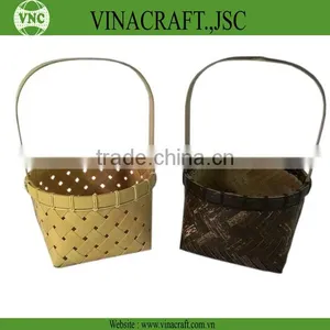 Antique Bamboo Flower Basket Cheap With Handle thumbnail-1