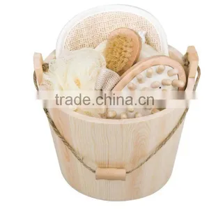 Wooden Barrel With Kindof Bath Accessories thumbnail-1