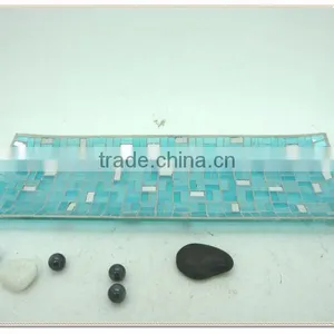 Hotel Decoration Blue Shimmering Mirrored Mosaic Fresh Art Deco Vase thumbnail-3