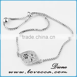 24K Gold Platinum Plated Curb Crystal Micro Pave CZ Gold Chain Bracelet for Girls thumbnail-3