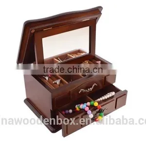 2016 Hot Sell Custom Wooden Jewelry Box Brown Jewelry Case for Women Love thumbnail-4