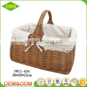 High Quality Durable Handled Wicker Empty Picnic Baskets thumbnail-2