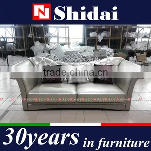 White Antique French Leather Sofa 996 thumbnail-6