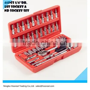 46pc 1/4'' Drive Socket and Bit Set - Metric - Hex Pozi Star Phillips Slotted,Socket Wrench,High Quality Hand Tools thumbnail-1