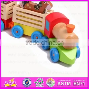 Kid's Intelligence Wooden Pull Along Train Toy With Animal Blocks W05C019 thumbnail-5