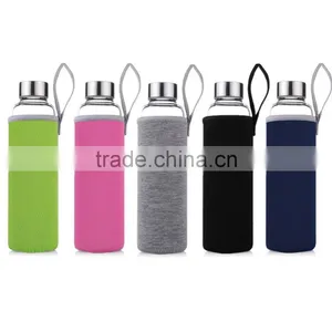 Hot Selling New Clear Glass Sport Water Bottle With Protective Bag 360ml/550ml Fruit Outdoor Bike Bottles Excellent Qualtiy thumbnail-1