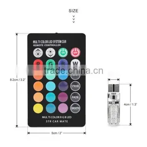 T10/W5W/168 LED Car RGB White Reading Light Interior Remote Control Bombillas thumbnail-2