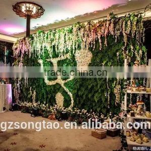 Colorful Artificial Flower Wall Backdrop With Wholesale Silk Flower Hydrangea and Rose for Wedding thumbnail-6
