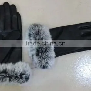 Lambskin Gloves With Rabbit Fur Trim thumbnail-1
