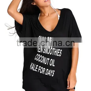 Casual Women Summer Style Letter Print Summer Bathing Suit Cover Up Beach Dress For Swimwear Wholesale Custom thumbnail-4
