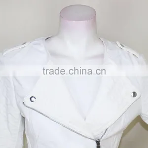 Hot Selling New Cool Design Women Zipper Slim Leather Jacket Wholesale thumbnail-3