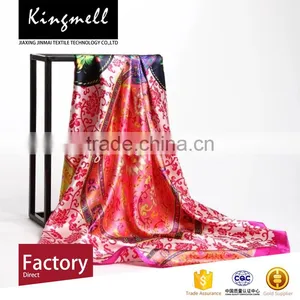 Custom 2017 Women Accesory Silk Digital Print Scarf Shawl thumbnail-1