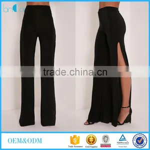 Black Side Split Slinky Latest Design Women Trousers thumbnail-1