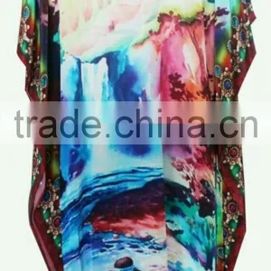 Silk Crepe DIGITAL Print Kaftan CAFTAN Tunic Poncho Blouse KURTA thumbnail-2