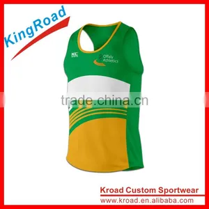 Quick Dry Fit Running Singlet With Sublimated Printing, Running Tanks for Mens and Ladies thumbnail-1