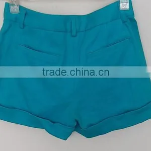 2016 Sexy Ladies Sky Blue Plain Dyed Cotton Shorts for Summer thumbnail-2