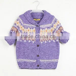 Spring Winter Little Grils Sweater Kids Knitted Sweater With Button Children Knit Pullover Sweaters thumbnail-3