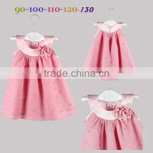 New Girls 2015 Summer Lace Dress Kids Pink Lace Flower Dresses Children Elegant Fork Dress thumbnail-1