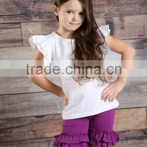 Hot Sale Children Wear 100% Cotton Ruffle Tshirt Match Ruffle Shorts Wholesale Children Clothing thumbnail-6