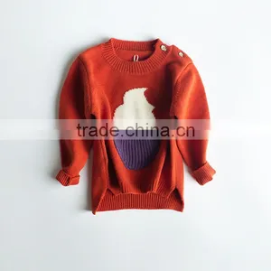 S17700A Wholesale Round Neck Long Sleeve Cotton Knit Kid Sweater thumbnail-1