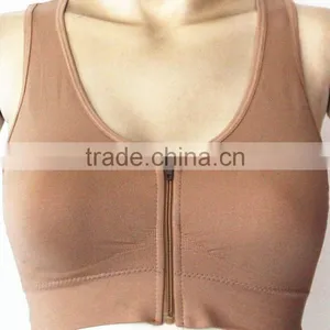 Seamless Front Close Zipper Double Layer With Removable Sponge Sports Bra thumbnail-1