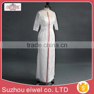 2017 Short Sleeve Sheath/Column New Wedding Dress Lace Appliques thumbnail-3