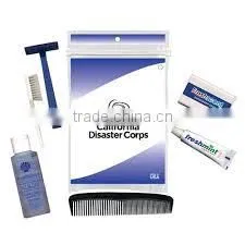 USA Made Disaster Relief Kit - 3-1 Shampoo, Body Wash and Shave Cream, Toothpaste, Toothbrush, Comb and Comes With Your Logo thumbnail-1