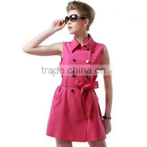 Plain Color Woman Sleeveless Dress With Belt thumbnail-1