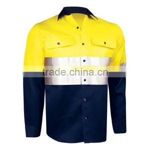 Hi-vis Mens Two Tone 100 Cotton Work Shirts thumbnail-3