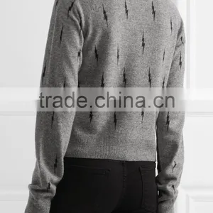 2017 Fashion Ladies Wholesale Custom Knit Shrug Cashmere Cardigan Sweater Woman Crew Neck thumbnail-3