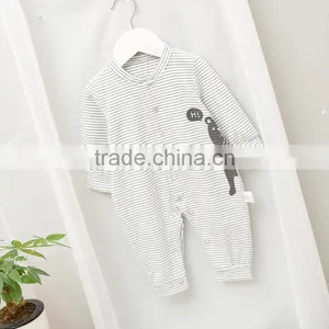 Wholesale Stripe Printing Long Sleeve Baby Cotton Playsuit thumbnail-3
