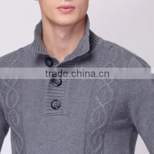 100% Cashmere Pullover Mandarin Collar Sweater Handmade Sweater Design for Man thumbnail-4