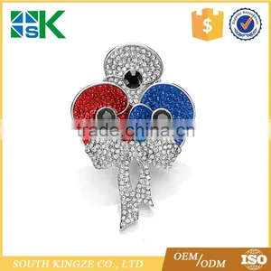 Red Diamante Poppy Flower Brooch Crystal Remembrance Day Pin Gift thumbnail-1