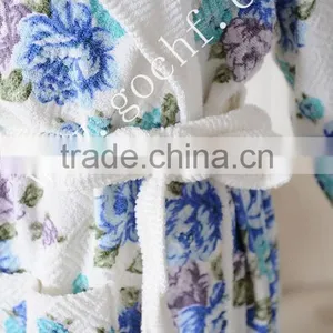 Reactive Printed Shawl Collar Bathrobe Morning Gown thumbnail-2