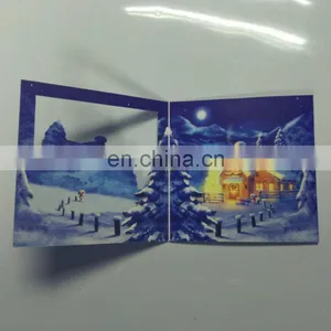 Cute Funny Handmade Paper Led Light up Greeting Christmas Cards With Button thumbnail-2