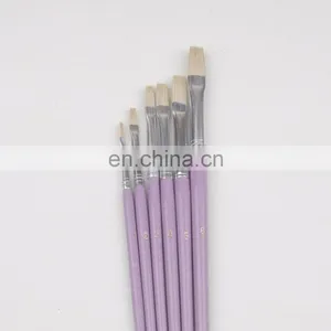 Short Wooden Handle Natural Artist Bristle Brushes thumbnail-2