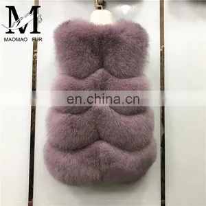 2017 Women Fox Fur Vest Winter Long Vest Real Fur Coat Vest Price Waistcoat thumbnail-5