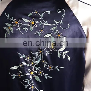 Hot Selling Woman Embroidered Satin Baseball Jacket Wholesale thumbnail-5