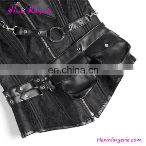 Plus Size Jacquard Lace Up 24 Steel Boned Gothic Body Shaper Corset thumbnail-4